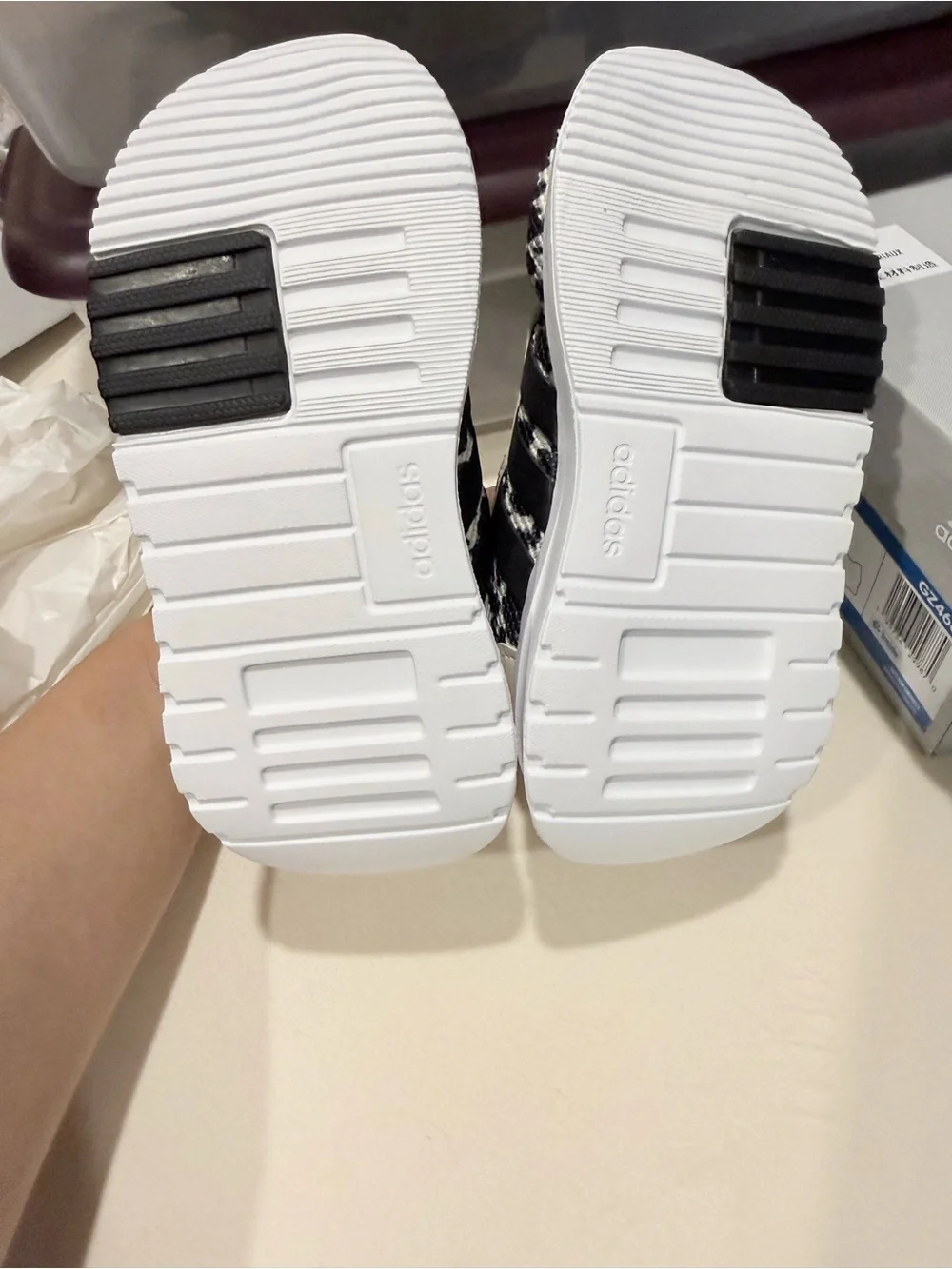 adidas Kids White and Black Leopard Racer TR21 I Sneakers